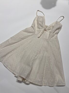 Cleobella Cream Lace Mini Dress with Front Bow